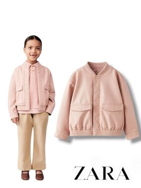 ZARA Kids Pink Faux Leather Bomber Jacket NWT 3 4 5 6